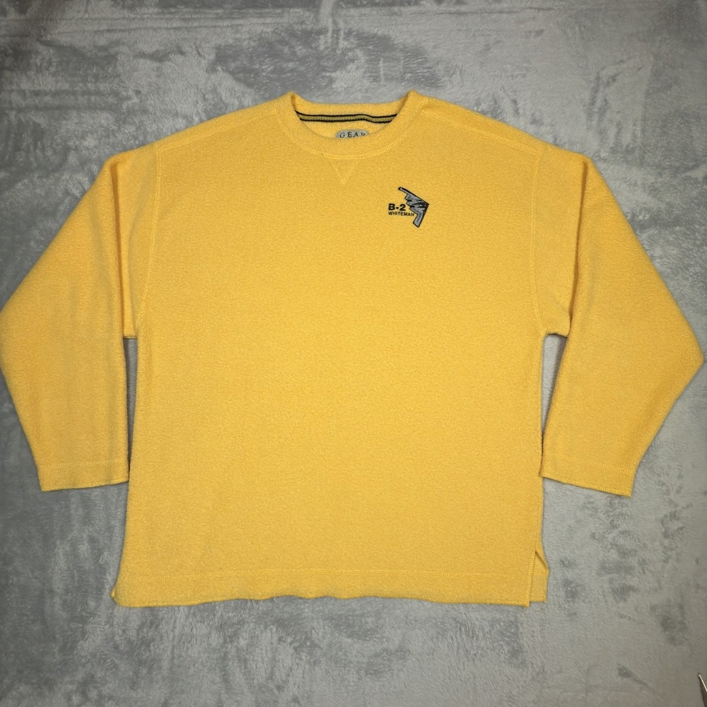 Gear For Sports Pullover‎ Sweater Mens Large Yellow B-2 Whiteman Fleece Crewneck